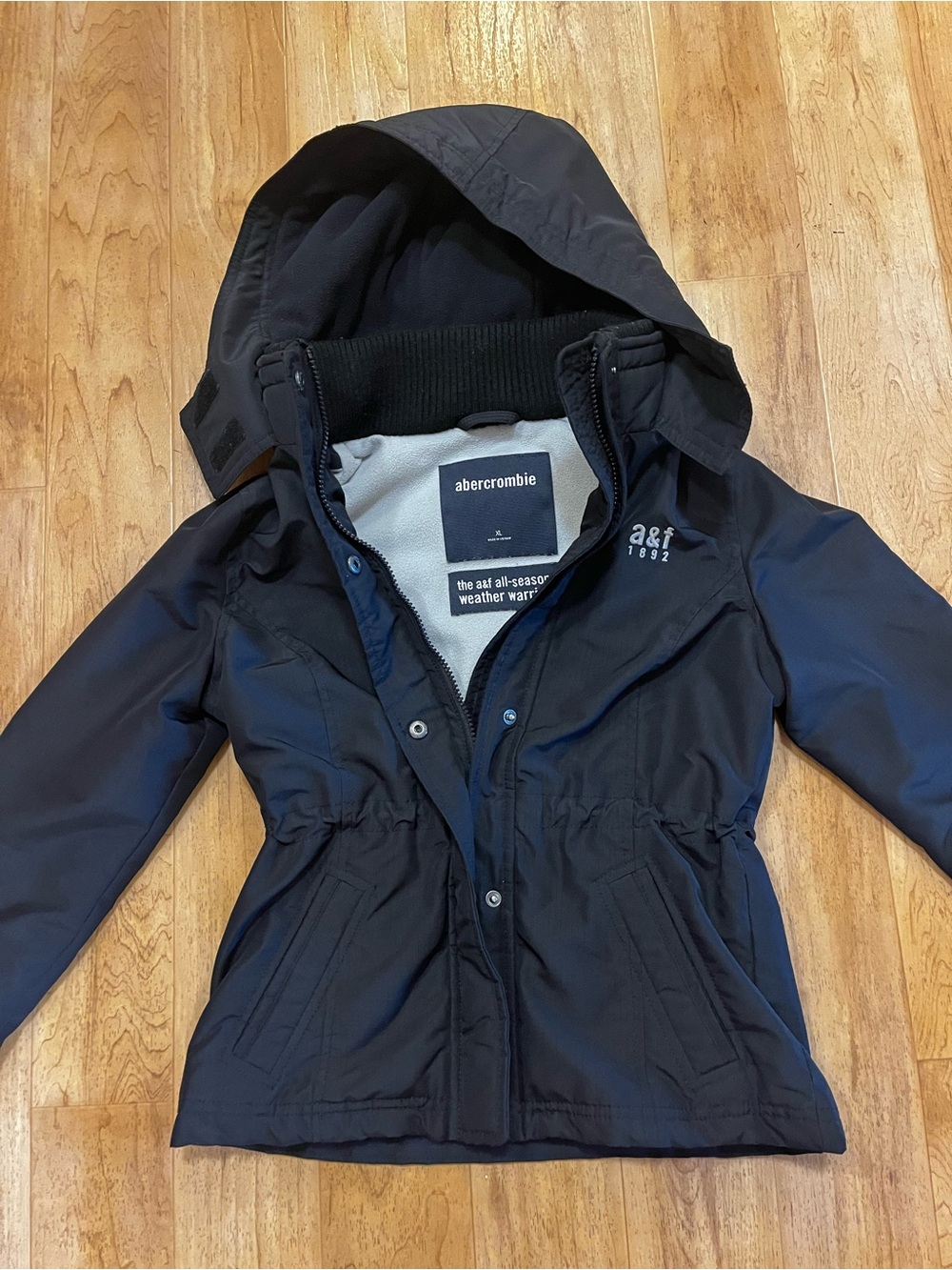 Abercrombie & Fitch Girls Black Hooded All-Season Rain Jacket